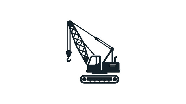 Crawler crane icon representing heavy machinery and industrial construction vector illustration