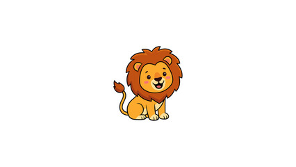 Cute Baby Lion Cub Vector Illustration - Cartoon Lion Character Isolated on White Background