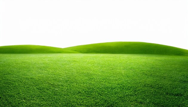 green grassland landscape isolated on white or white background