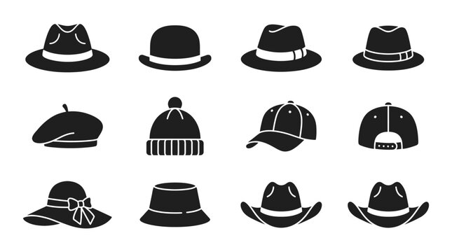 Collection of Various Style Hats.