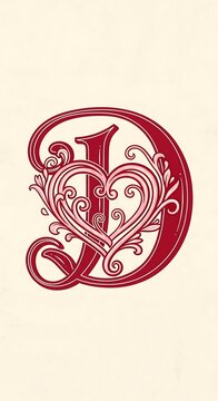 Crimson D: A Romantic Heart Flourish