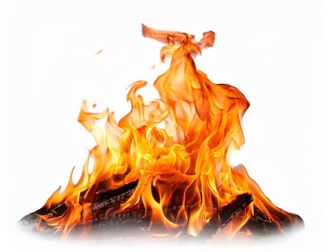 fire and flames isolated on white or white background