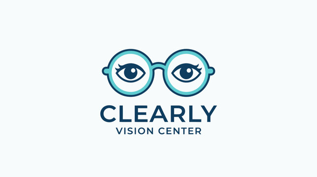 Clearly Vision Center Logo with Stylized Eyeglasses and Eyes.