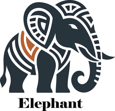 Tribal elephant logo vector white background .