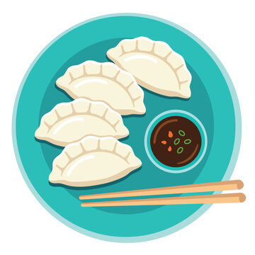 dumplings potstickers vector illustration