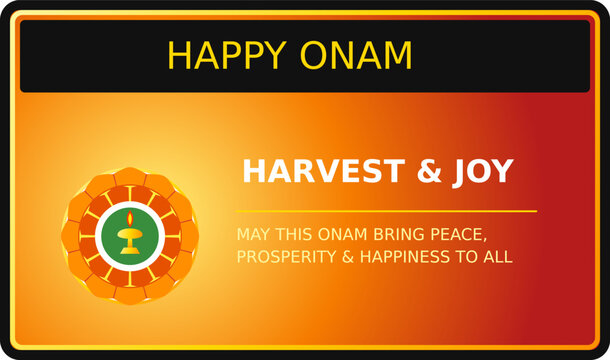 Happy Onam Festival Greeting Design with Traditional Kerala Celebration