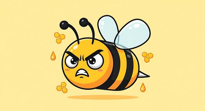 Grumpy Glower: Cute Cartoon Bee Illustration