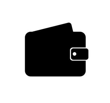 wallet icon. Flat vector illustration of a folded green pocketbook with blue and teal cash or cards sticking out, isolated on a black background. Concept for digital payment and financial savings