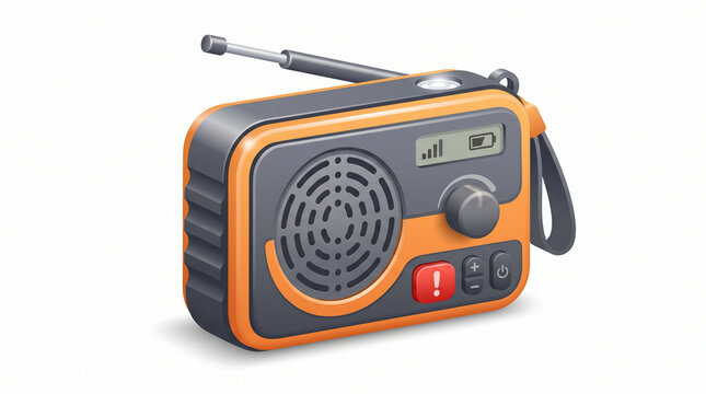 Portable Emergency Radio with Hand Crank and Solar Power.