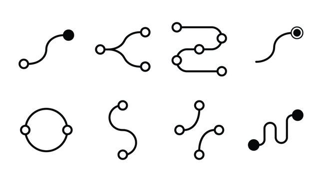 Creative UI UX Flow Lines and Connected Node Elements Collection Line Vector Designs