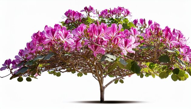 bauhinia purpurea tree with pink flowers isolated on white background purple orchid tree blooming bauhinia purpurea isolated png