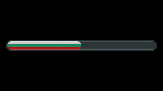 Loading progress bar animation with the Bulgaria flag on a transparent background in 4K