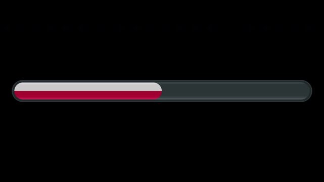 Loading progress bar animation with the Poland flag on a transparent background in 4K