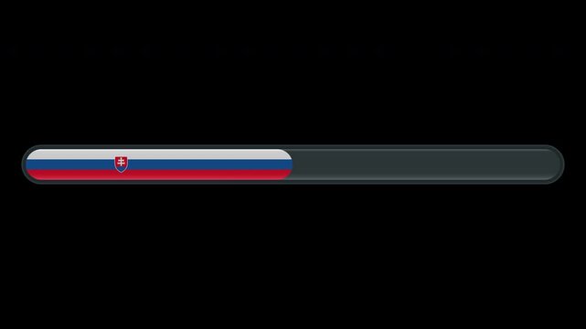 Loading progress bar animation with the Slovakia flag on a transparent background in 4K