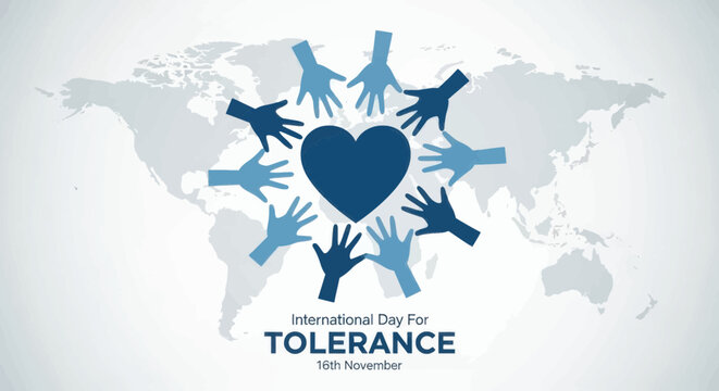 International day for tolerance concept with world map and hands