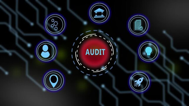 Comprehensive financial audit and corporate compliance digital interface featuring interactive for business analysis, strategic planning, data verification, and performance evaluation