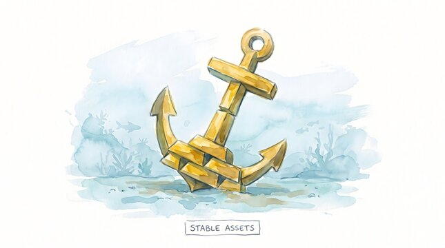 Golden Anchor Illustration Representing Financial Stability and Secure Assets