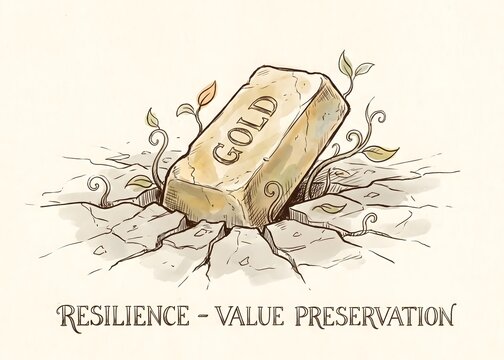 Symbolic Gold Brick Illustration Representing Resilience and Long Term Value Preservation