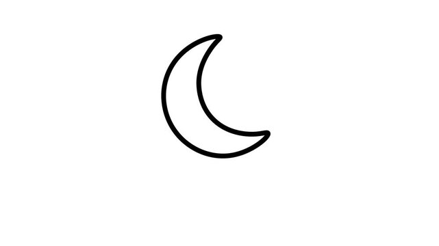 The crescent moon smoothly expands in size with a subtle bounce, zoom-in effect before scaling back down to its original proportions and position