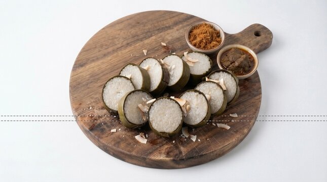 Traditional Lemang Bamboo Sticky Rice Isolated on White Background