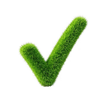 Green grass check mark tick symbol isolated on transparent background.