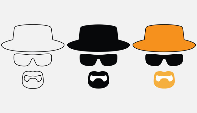Classic black fedora hat silhouette isolated on white background