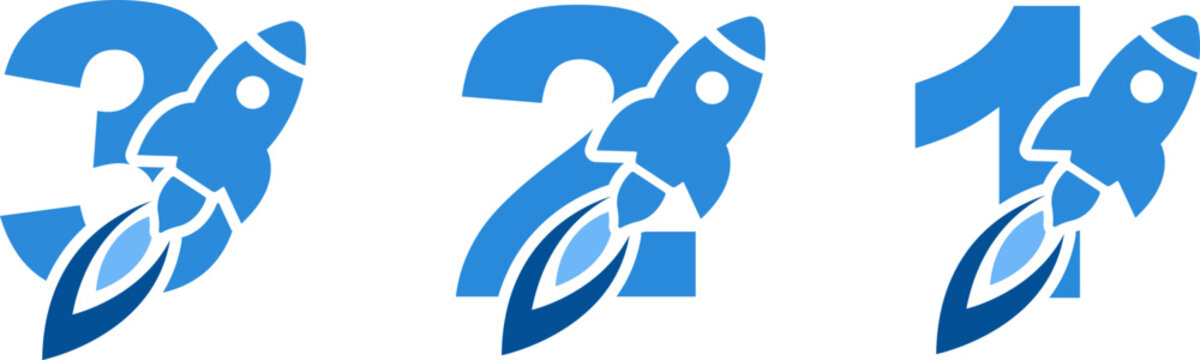 Rocket Countdown Number Icon. Launch Countdown Symbol. Simple Pictogram for Startup, Space Mission, Product Launch, Event Countdown and Business Growth.