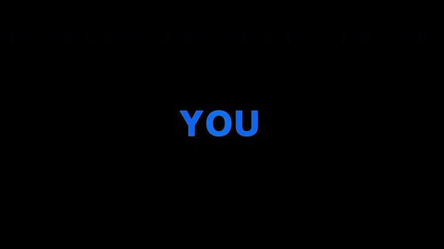 Blue typography YOU text on transparent grid background