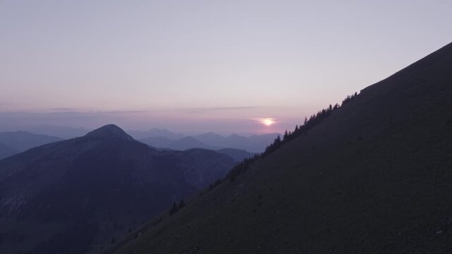 Sunset over beautiful mountain panorama in the Alps. Achenkirch, Austria