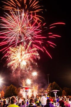 Fireworks going off above crowd at firelight event 2026 in Singleton