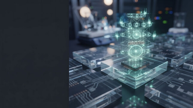 Multi-Layer Perceptron (MLP) Hologram Built from Clear Glass in a Blurred Research Laboratory