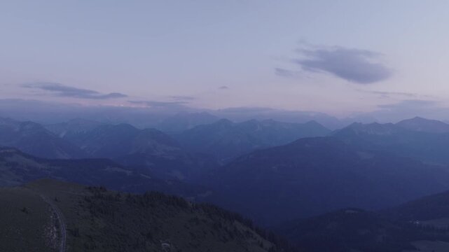 Sunset over beautiful mountain panorama in the Alps. Achenkirch, Austria