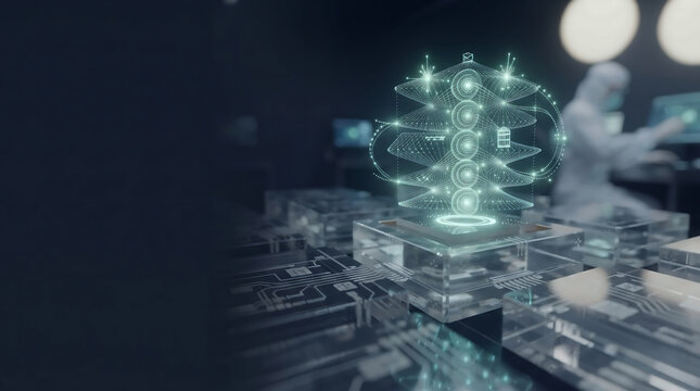 Multi-Layer Perceptron (MLP) Hologram Built from Clear Glass in a Blurred Research Laboratory
