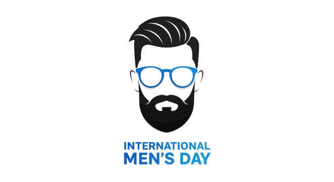 International mens day graphic with a bearded man icon