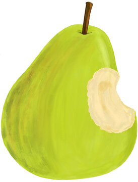 Hand drawn Bitten Pear