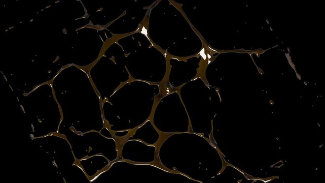 a Chocolate Splashes animation with the liquid shape of the chocolate creating strings 
