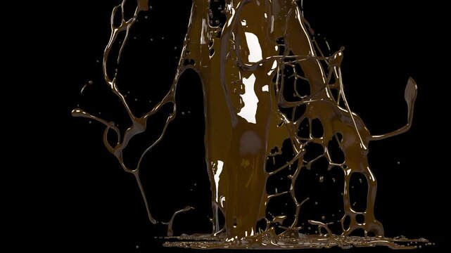 a Chocolate Splashes animation with the liquid shape of the chocolate creating strings 