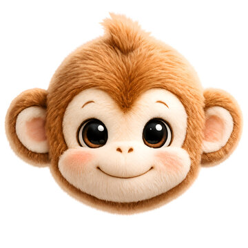 Cute fluffy monkey face plush toy 3d character