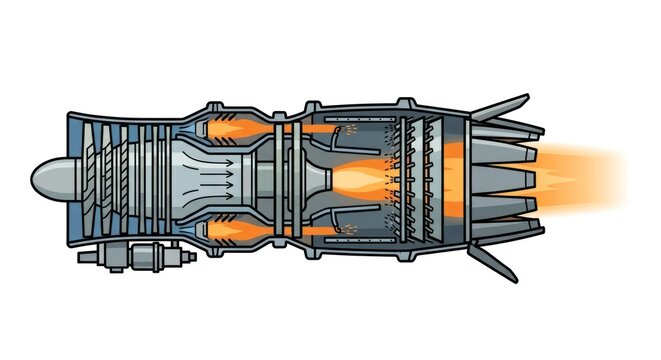 Jet engine with flames.