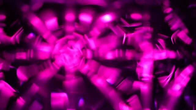 Blurred defocused background with crystal reflections create pink highlights with soft bokeh. Concept luxury, design, branding, celebration, wallpaper, advertising, and abstract art.