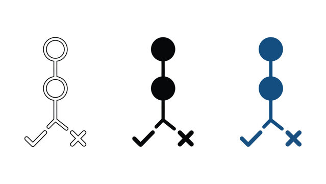 Simple checkmark and cross symbol illustration