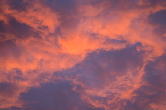 Dreamlike sunset sky with flowing cloud formations, Terang, Victoria, Australia