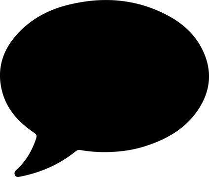 Black speech bubble icon, communication symbol, chat dialogue logo, minimalist design element, modern messaging graphic illustration, digital conversation icon