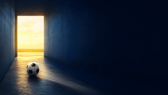 sports women's football 2026 Women&rsquo;s Africa Cup of Nations new season concept with ball moving through dark tunnel toward sunlight

