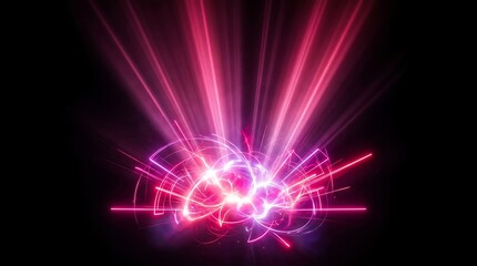 Fototapeta premium Dynamic Neon Light Explosion on Black Background.