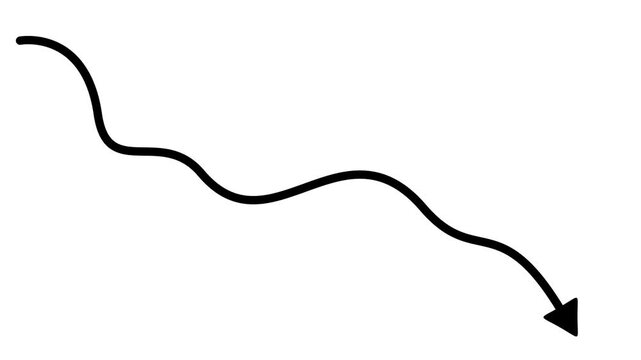 Curved arrow line pointing downward simple minimal graphic animation