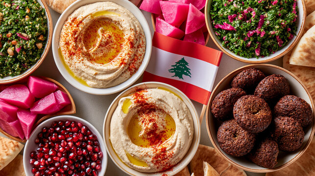 Lebanese Mezze Spread with Hummus, Falafel, and Tabbouleh