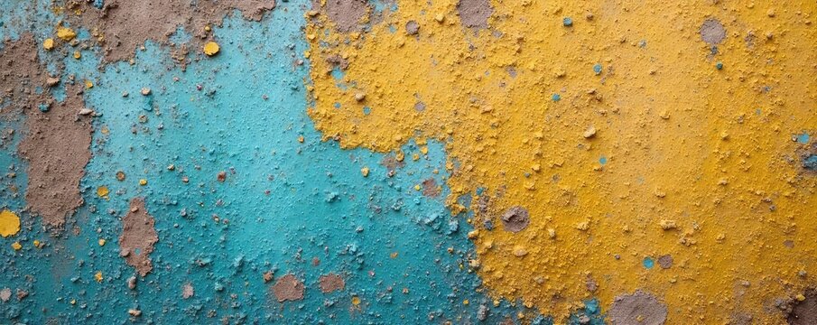 Close-up shot of a textured, aged, painted wall surface revealing layers of color and history, ideal for design projects requiring a vintage or rustic feel , design, old, chipped
