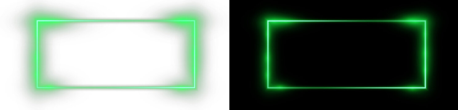 Futuristic neon green tech rectangle frame overlay for streaming camera