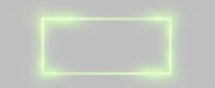 Soft lime neon glowing rectangle border frame overlay design